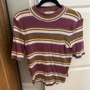 Madewell Striped Short Sleeve Mock Turtleneck
